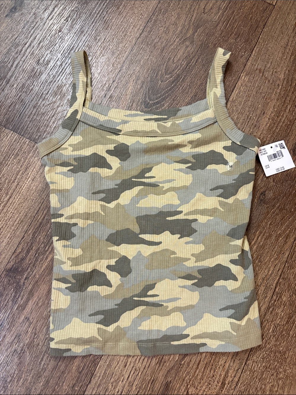American Eagle Outfitters Green Camo Ribbed Tank